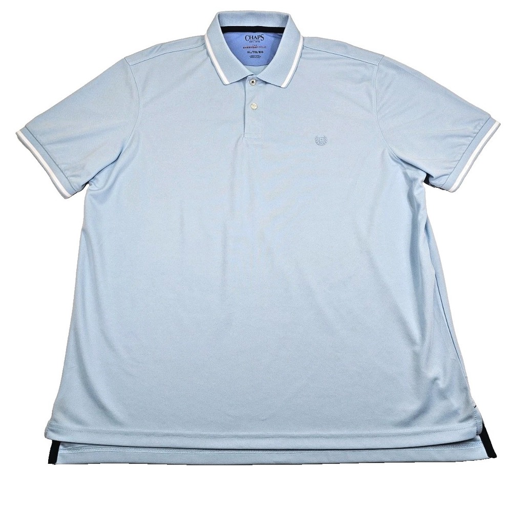 Chaps Mens XL Everyday Light Blue Polo Shirt White Trim CM14PL902